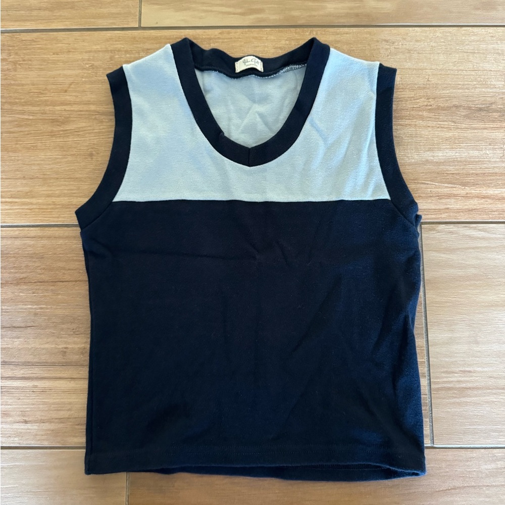 Brandy Melville Navy and Light Blue Tank Top
